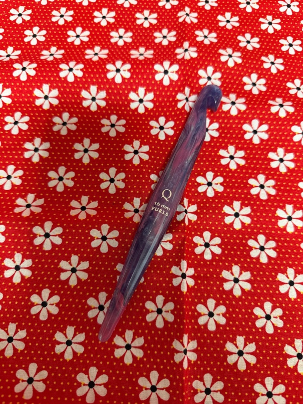 15 mm Purple Crochet Hook by - Smooth Marbled Handle